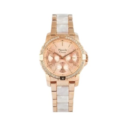 Alexandre Christie ALCW6141BFBRGLNSL2 Rose Gold Dial Dual Tone Stainless Steel Women Watch
